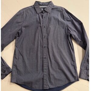 Tommy Hilfiger Men's Custom Fit Dress Shirt 80's 2-ply Navy Button Down‎ Size M